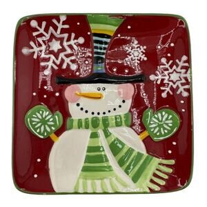 Pier 1 Christmas Holiday Snowman Candy Nut Dish